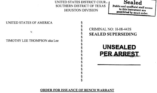 Lee Thompson arrest warrant